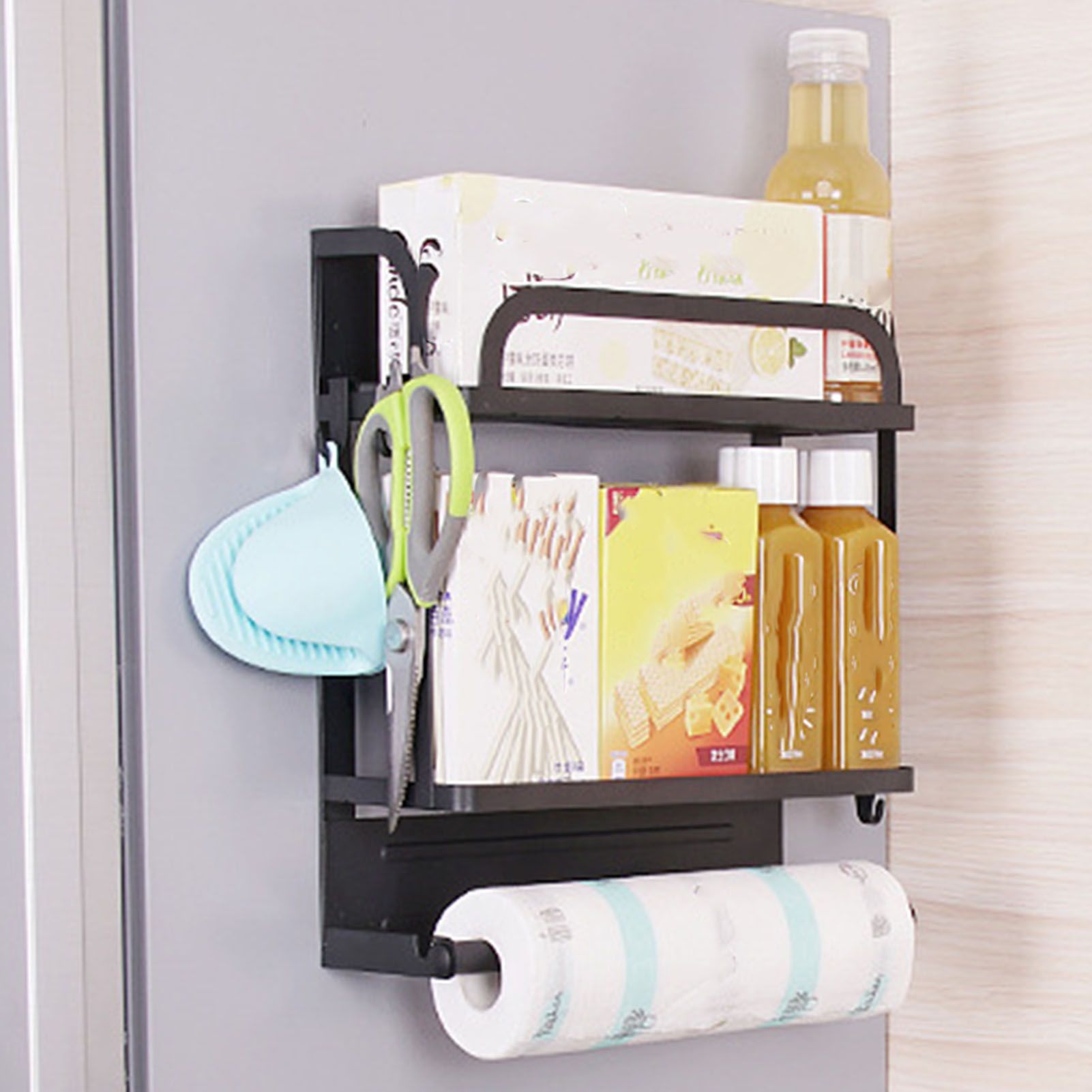 Refrigerator Magnetic Storage Shelf Organizer Strong Magnetic Spice Rack for Refrigerator B Style Double Layer