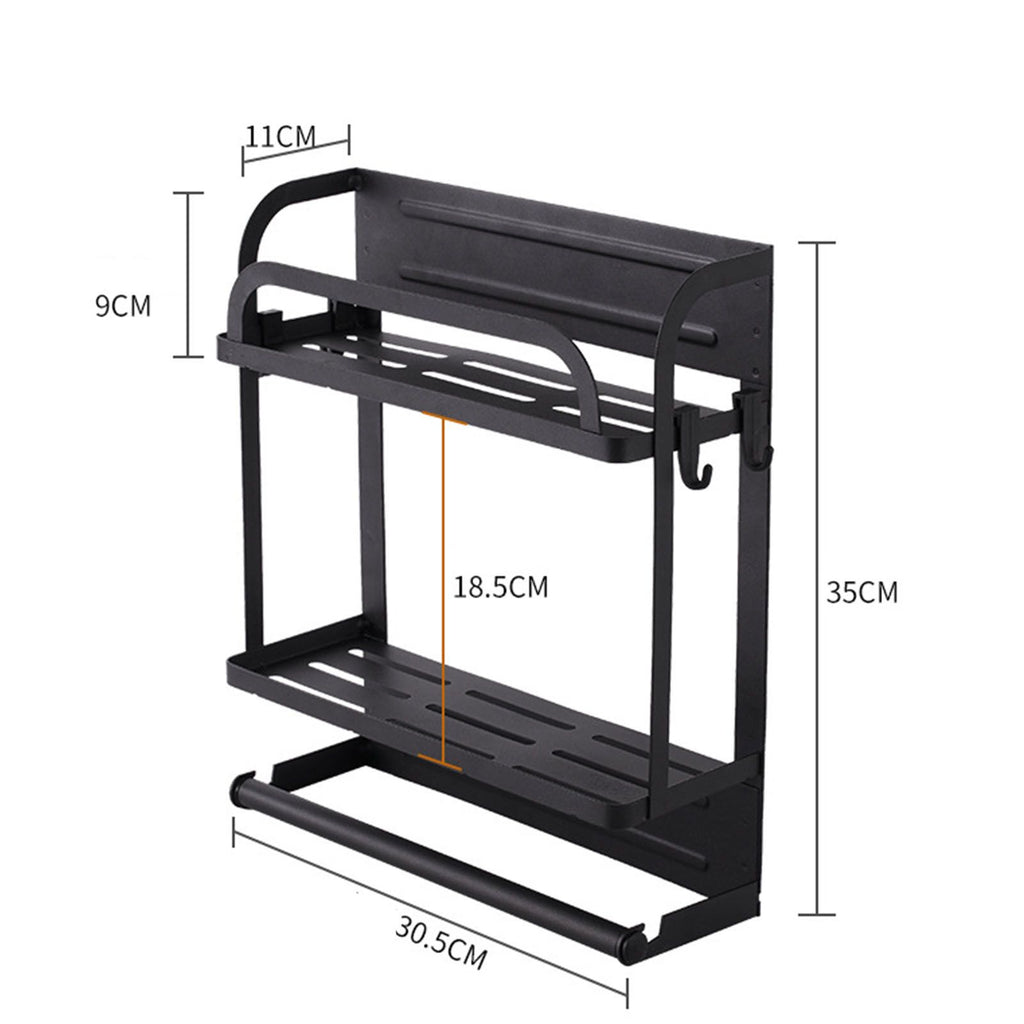 Refrigerator Magnetic Storage Shelf Organizer Strong Magnetic Spice Rack for Refrigerator B Style Double Layer