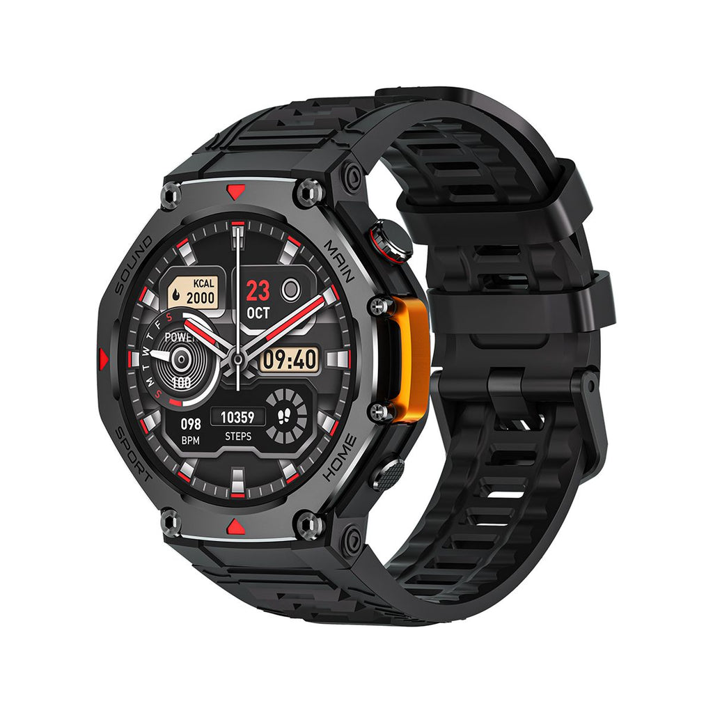 M-Rex4 Men Rugged GPS Smart Watch, 5ATM Waterproof Bluetooth Call Fitness Tracker Heart Rate Sleep Monitor，black