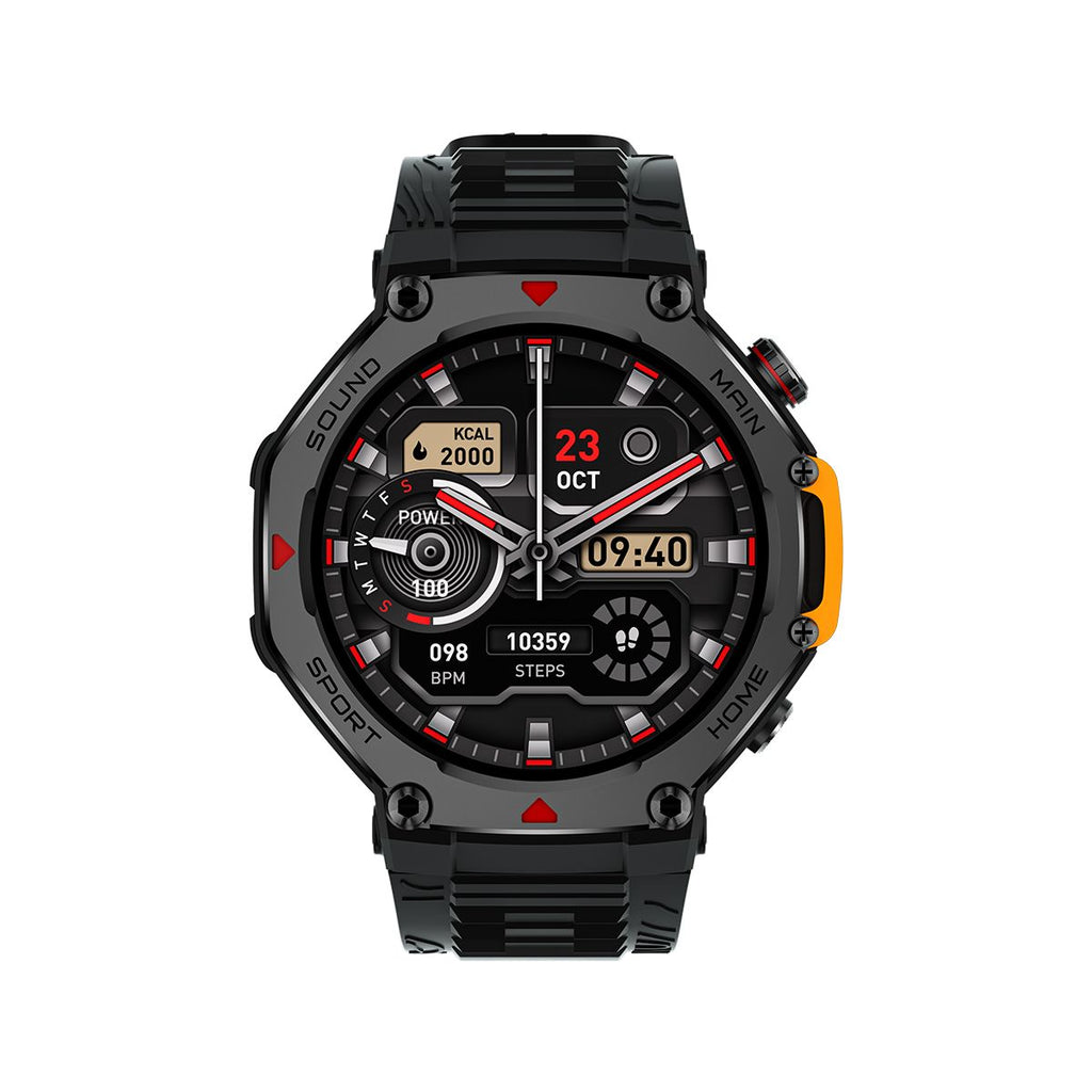 M-Rex4 Men Rugged GPS Smart Watch, 5ATM Waterproof Bluetooth Call Fitness Tracker Heart Rate Sleep Monitor，black
