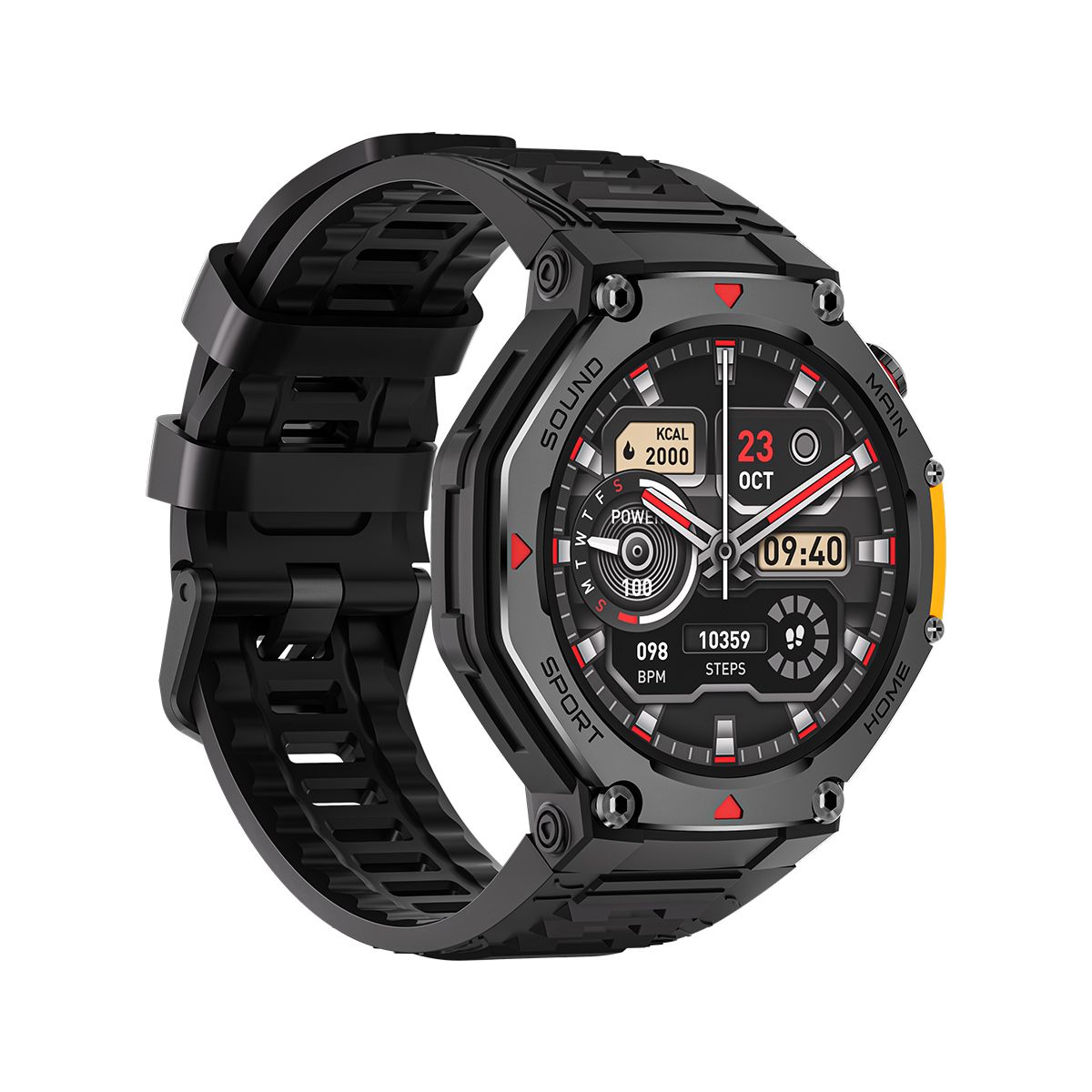 M-Rex4 Men Rugged GPS Smart Watch, 5ATM Waterproof Bluetooth Call Fitness Tracker Heart Rate Sleep Monitor，black