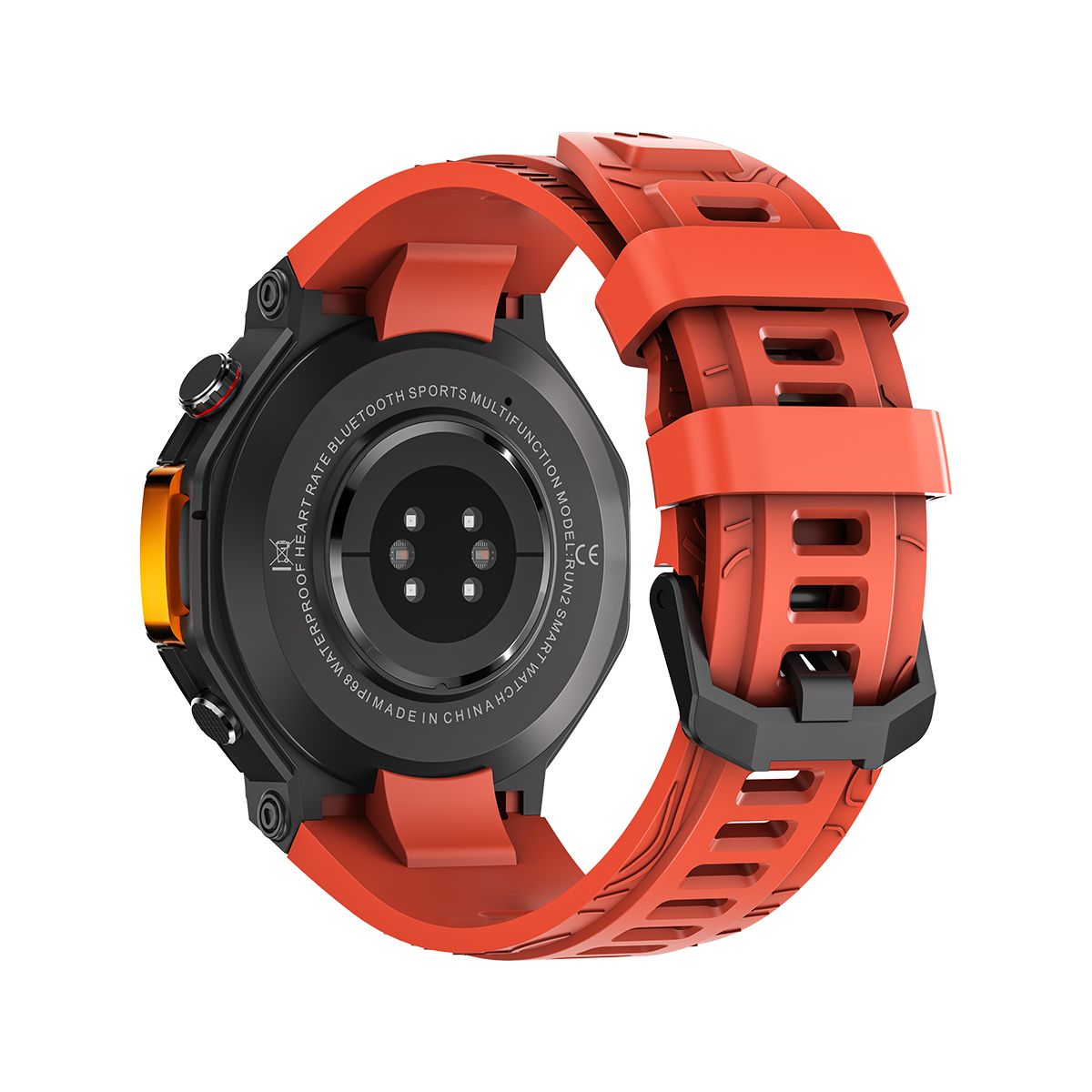 M-Rex4 Men Rugged GPS Smart Watch, 5ATM Waterproof Bluetooth Call Fitness Tracker Heart Rate Sleep Monitor，Orange Red
