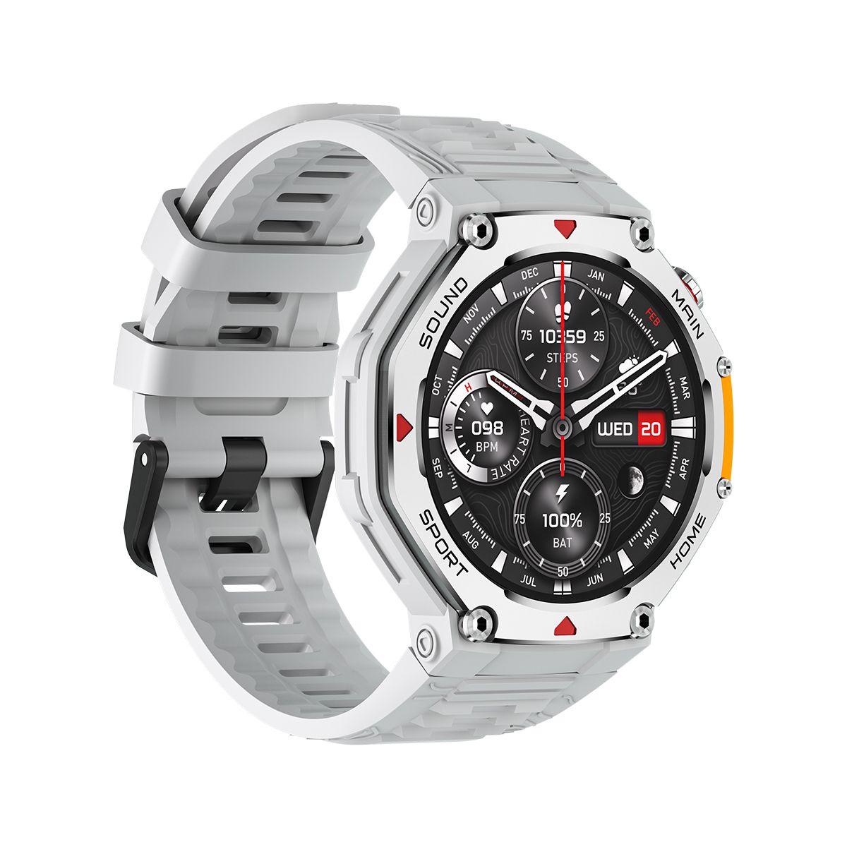 M-Rex4 Men Rugged GPS Smart Watch, 5ATM Waterproof Bluetooth Call Fitness Tracker Heart Rate Sleep Monitor，white