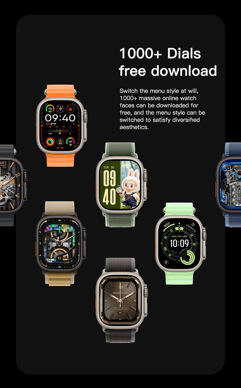DT Ultra5pro Smart Watch, Full Touch Fitness Watch for Men Women，green