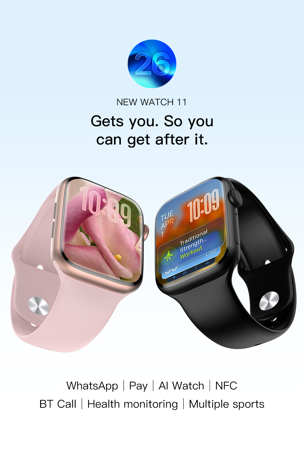 Watch 11 Pro Mini AI Smart Watch，pink
