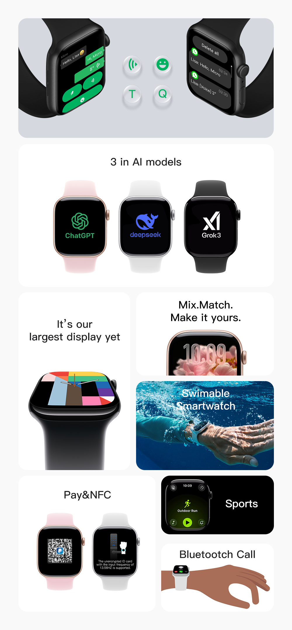 Watch 11 Pro Mini AI Smart Watch，pink