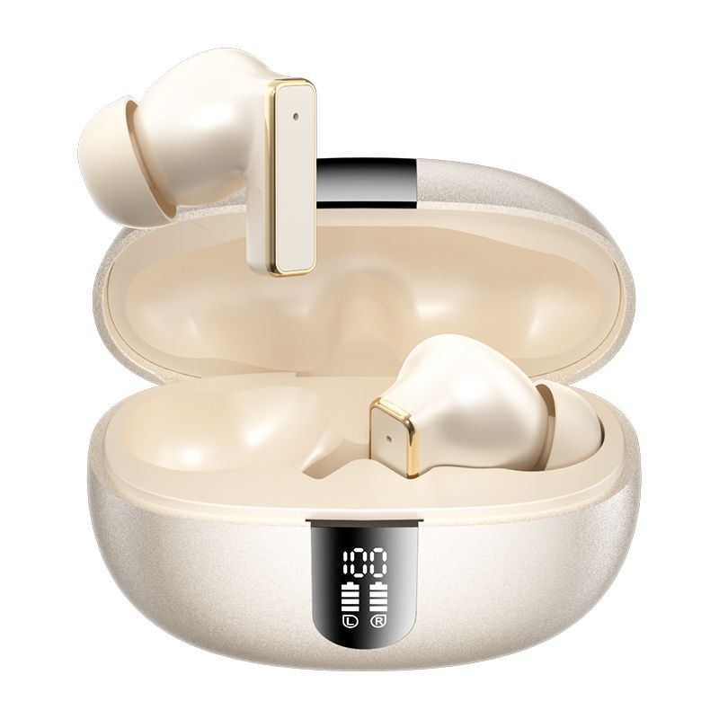 Y8 Bluetooth 6.0 Wireless Heavy Bass Earbuds ENC Noise Cancelling In Ear Headphones,Cream