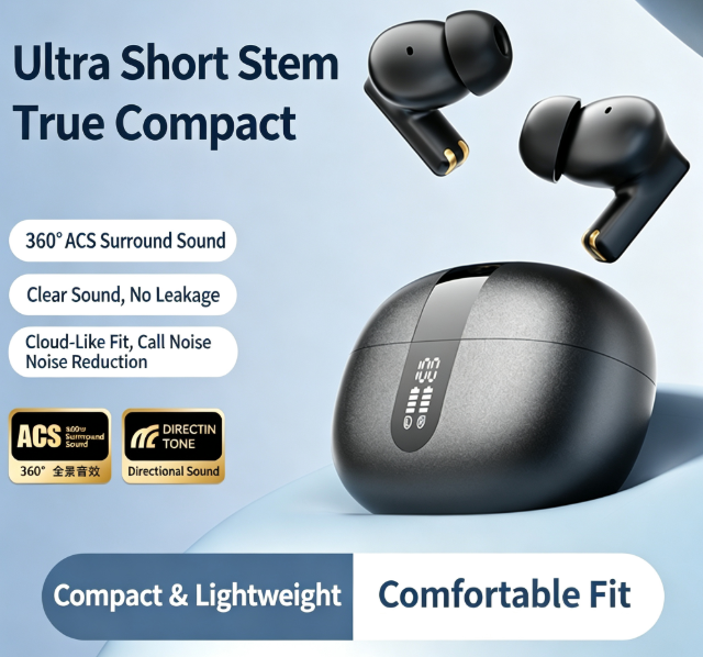 Y8 Bluetooth 6.0 Wireless Heavy Bass Earbuds ENC Noise Cancelling In Ear Headphones,Cream