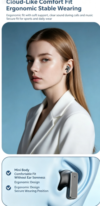 Y8 Bluetooth 6.0 Wireless Heavy Bass Earbuds ENC Noise Cancelling In Ear Headphones,Cream
