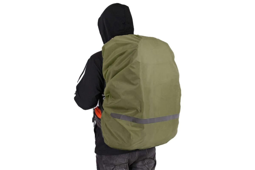 High-Visibility Backpack Rain Cover with Reflective Strip Water-Resistant Outdoor Night Travel Bag Cover -Army Green / XL