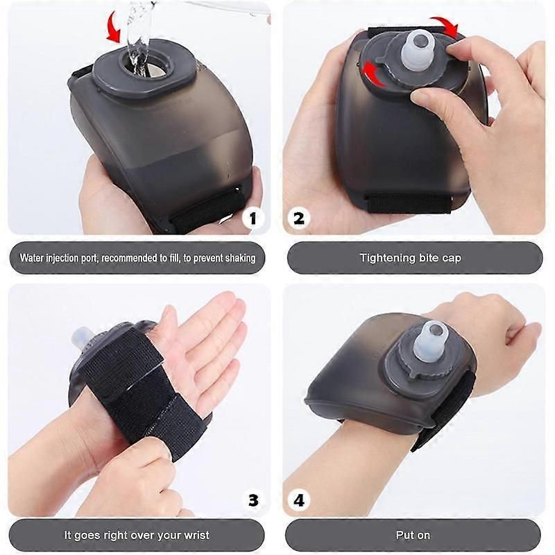 Water Bottle Wearable Hands-free Silicone Wrist Water Bottle Leakproof Running Sports Wrist Water Bottles For Running Accessory - White
