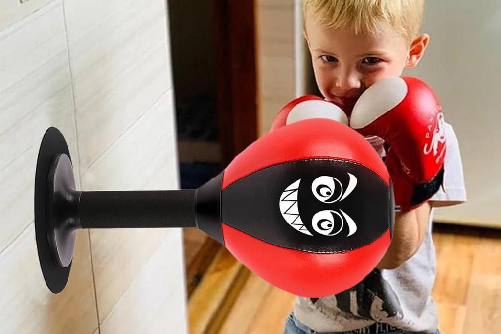 Desk Punching Bag Desktop Toy with Strong Suction Cup Fun Punch Desktop Game-Red