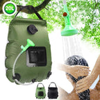 20L Camp Shower Bag Solar Heat Water Pipe Portable Camping Hiking Travel Outdoor - Black