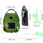 20L Camp Shower Bag Solar Heat Water Pipe Portable Camping Hiking Travel Outdoor - Black