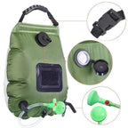 20L Camp Shower Bag Solar Heat Water Pipe Portable Camping Hiking Travel Outdoor - Black