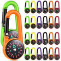 24 Pcs Compass Carabiners Clip-on Self Locking Keychains for Outdoor Hiking Camping