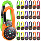 24 Pcs Compass Carabiners Clip-on Self Locking Keychains for Outdoor Hiking Camping