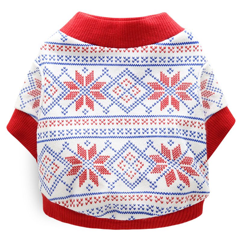 DROOLING DOG Pet Dog Cat Clothes Cotton T Shirt Red Edge (Snowflake) M Size: M; Neck (cm): 28-32; Bust (cm): 38-44; Back length (cm): 26-30; Recommended pet weight (kg): 4.5 - 7.0