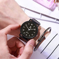 Di Jie Korean Style Quartz Watch 40mm Round Dial PVC triangle large black