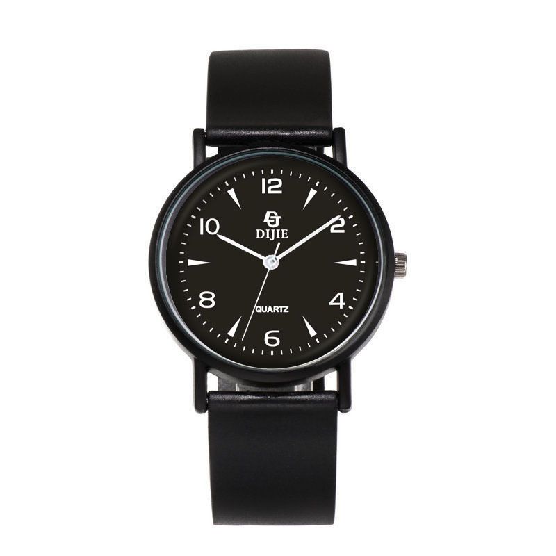 Di Jie Korean Style Quartz Watch 40mm Round Dial PVC Triangle small size Black