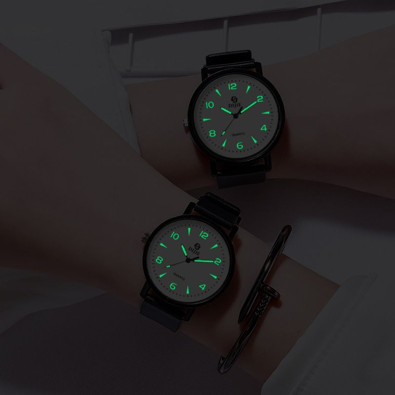 Di Jie Korean Style Quartz Watch 40mm Round Dial Luminous PVC Triangle Large White