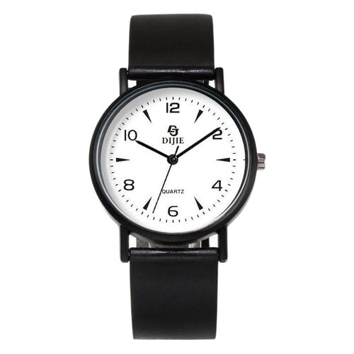 Di Jie Korean Style Quartz Watch 40mm Round Dial Luminous PVC Triangle Large Black