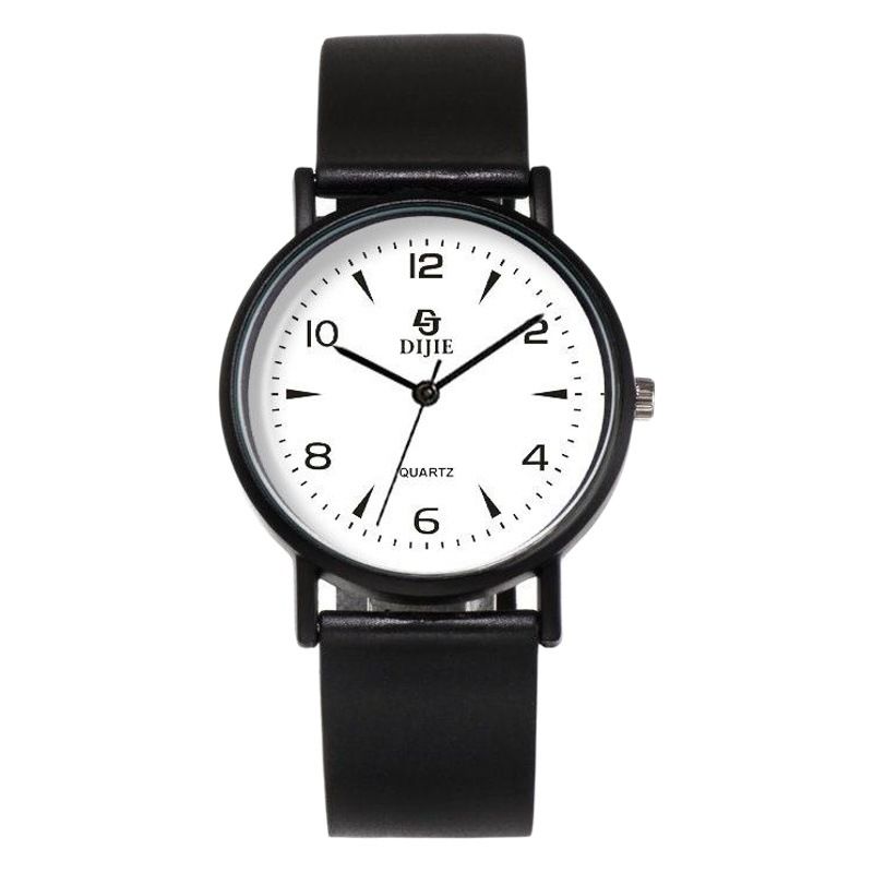 Di Jie Korean Style Quartz Watch 40mm Round Dial Luminous PVC Triangle small size White
