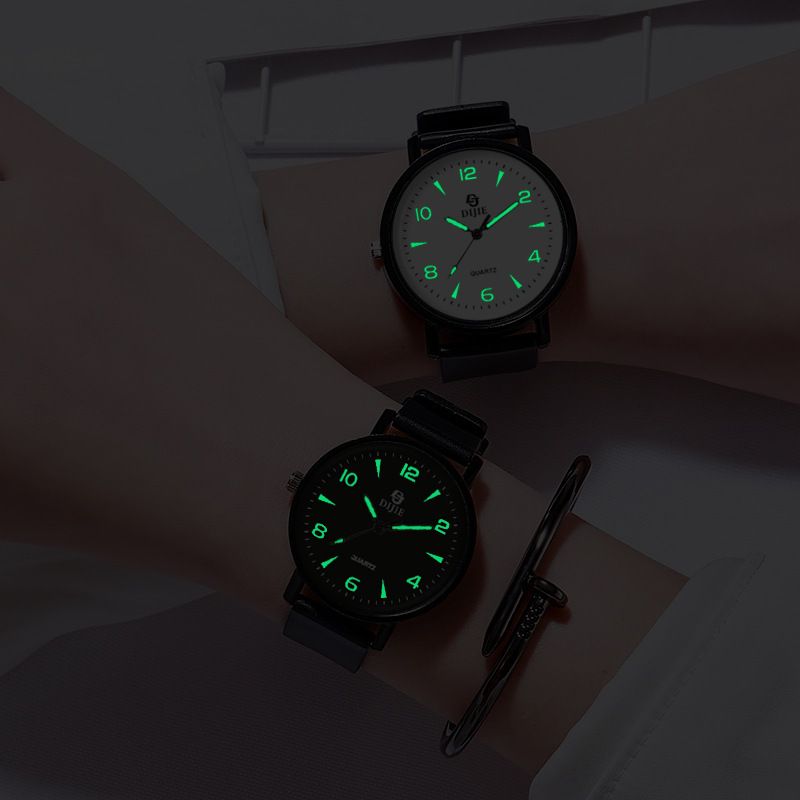 Di Jie Korean Style Quartz Watch 40mm Round Dial Luminous PVC Triangle small size White