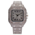 MREURIO Square Rhinestone Quartz Watch Men Metal 41mm Silver