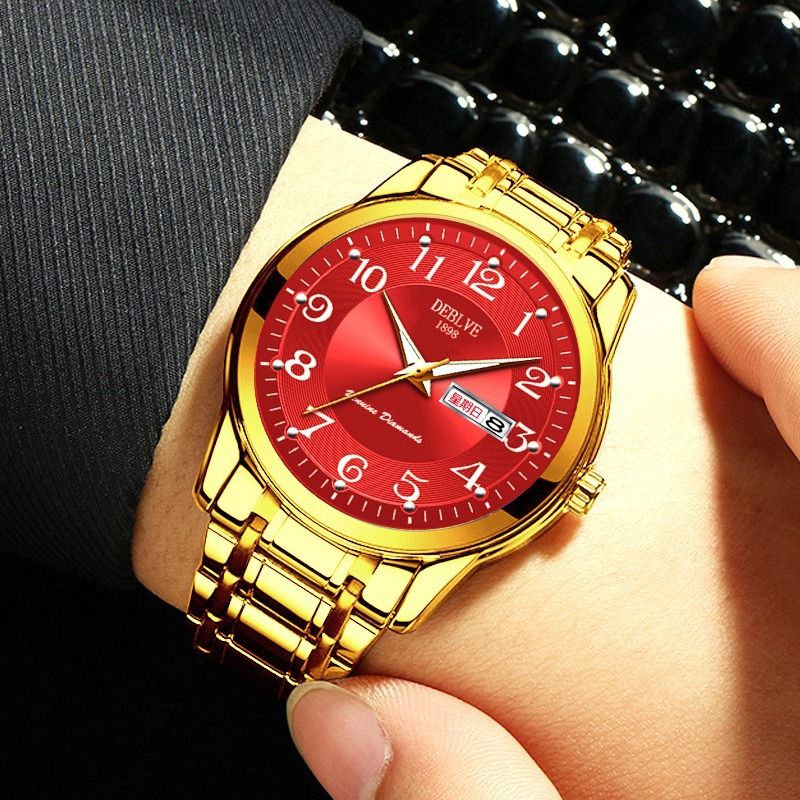 DEBLVE Men's Alloy Watch Luminous Dual Calendar... Men's Black Silver Strap Digital
