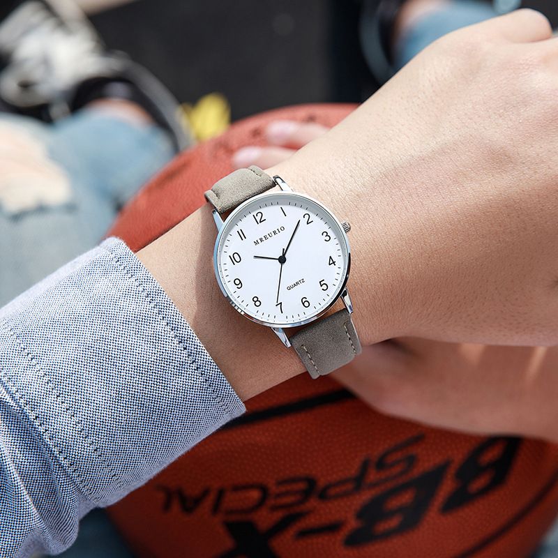 MREURIO Men's Quartz Watch 38mm Mineral Glass Women's gray belt