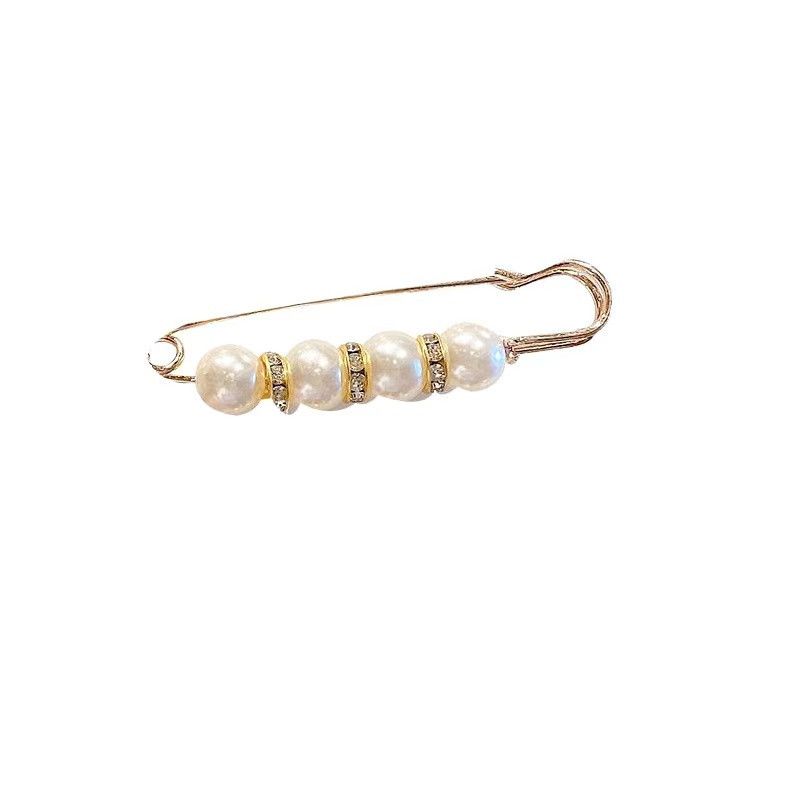 WSD Pearl Waist Pin Flower Brooch Unisex 6-piece waist-closing needle set C