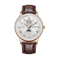 Carmoudi Men's Quartz Watch 40mm Genuine Leather 109 Brown Rose Shell Black Face