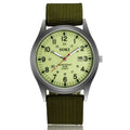 Men Canvas Watch Quartz Calendar Military Green silver light green