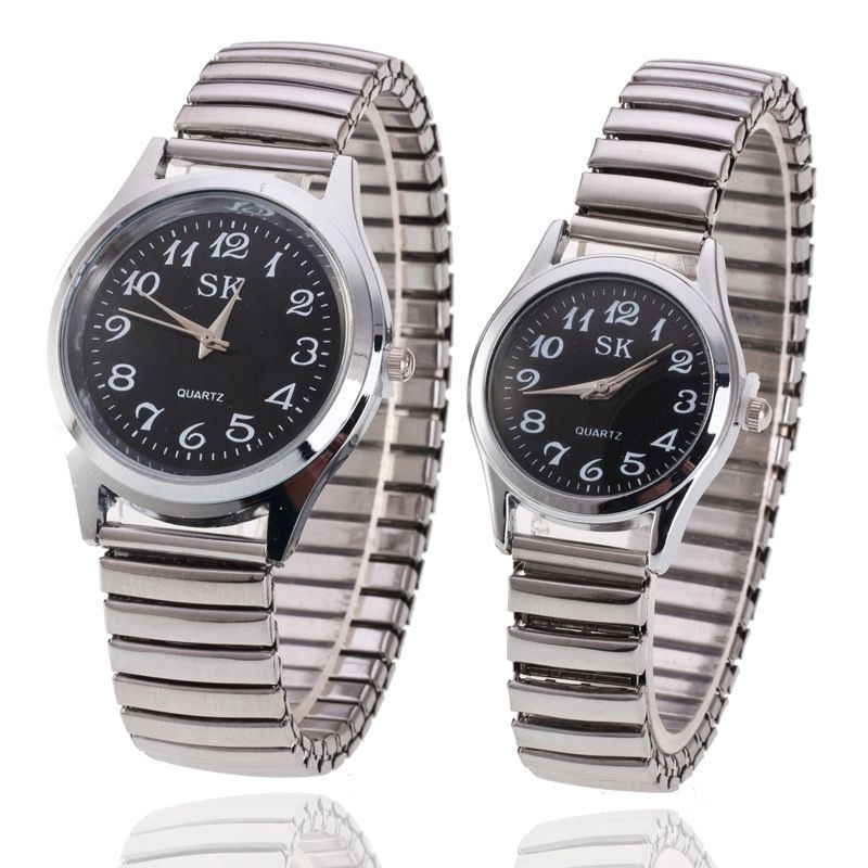 Quartz Watch Stainless Steel Elastic Band 38mm Gold White large