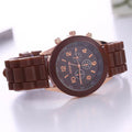 Geneva Silicone Watch Women Quartz World Time 38mm Coffee