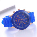 Geneva Silicone Watch Women Quartz World Time 38mm dark blue