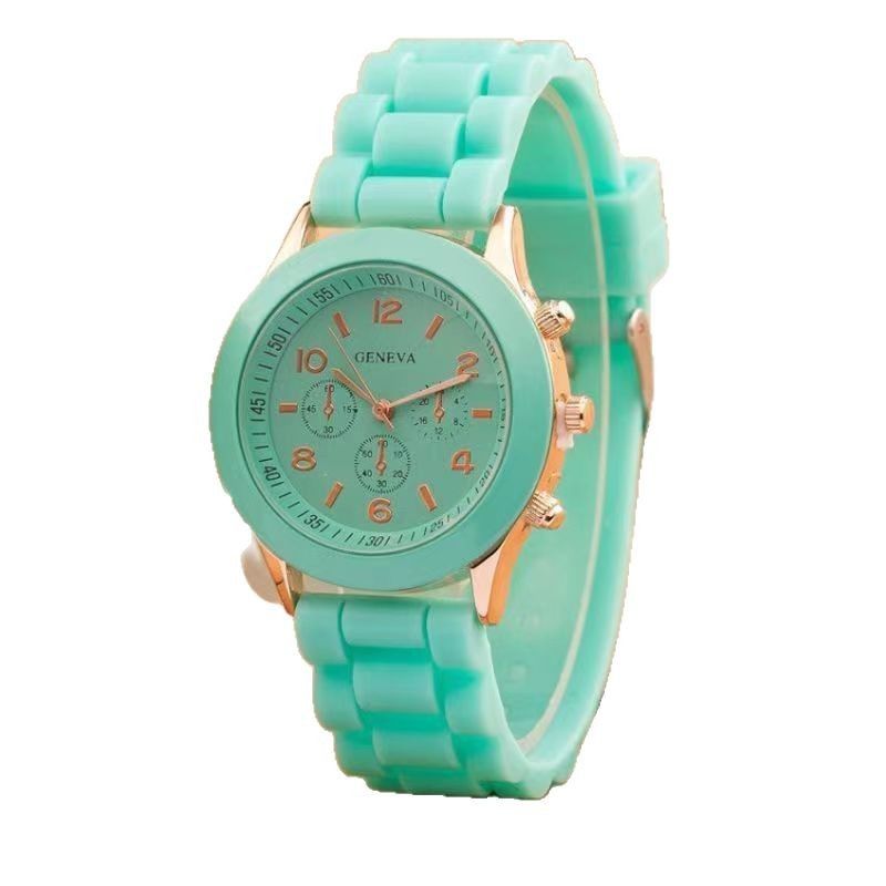 Geneva Silicone Watch Women Quartz World Time 38mm dark blue