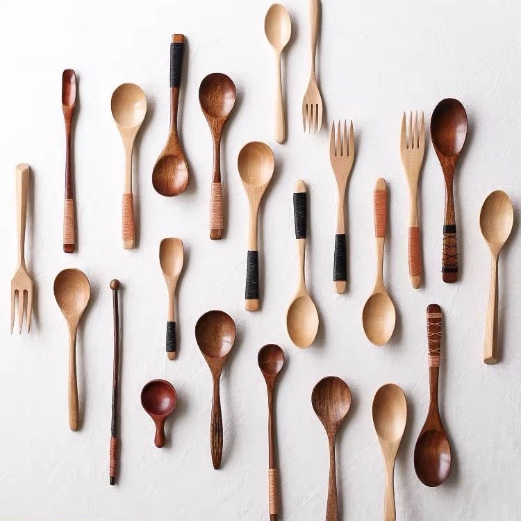 Wooden Spoon Create Credit Long Handle [beech thickened varnish] diamond-shaped thickened small wooden spoon 19*3.5 cm