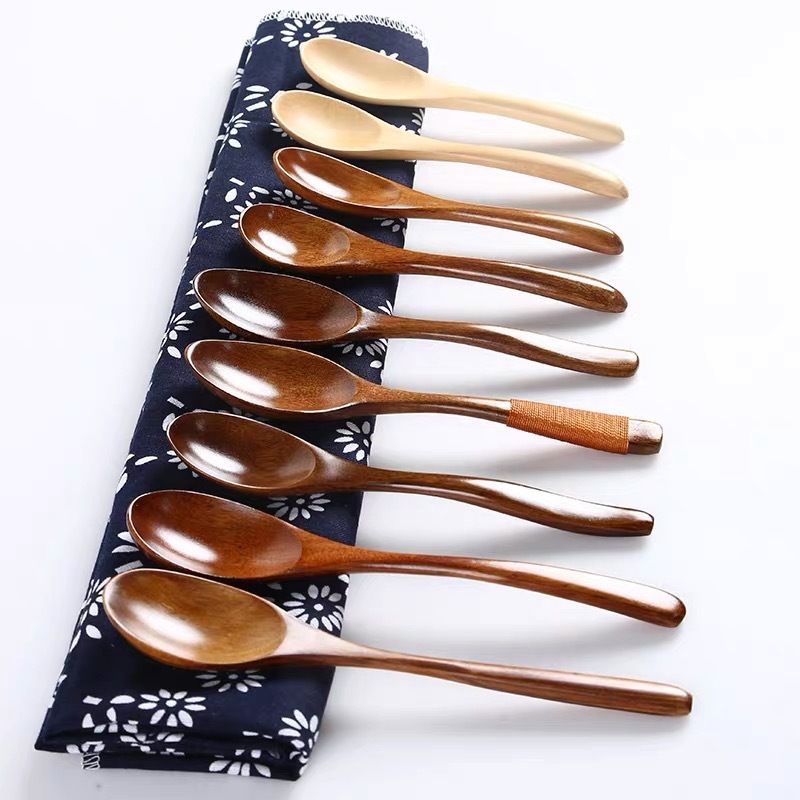 Wooden Spoon Create Credit Long Handle [beech thickened varnish] diamond-shaped thickened small wooden spoon 19*3.5 cm