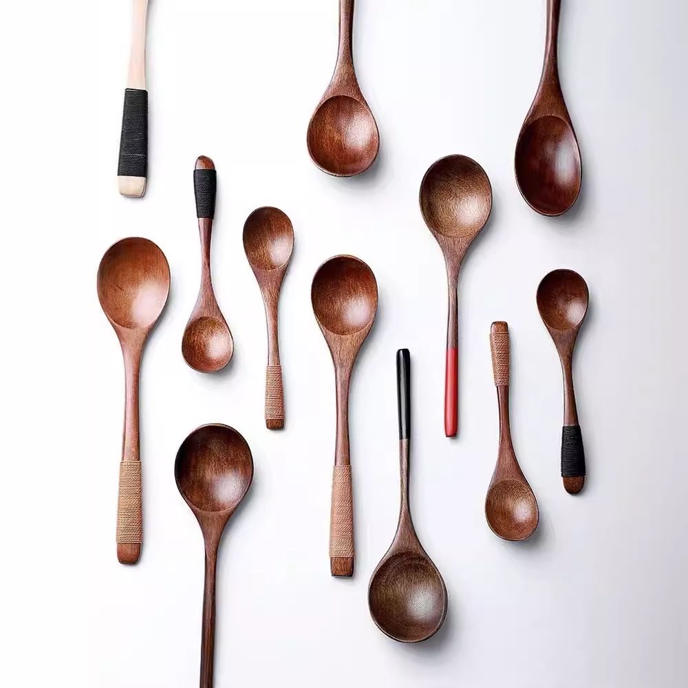 Wooden Spoon Create Credit Long Handle [beech thickened varnish] diamond-shaped thickened small wooden spoon 19*3.5 cm