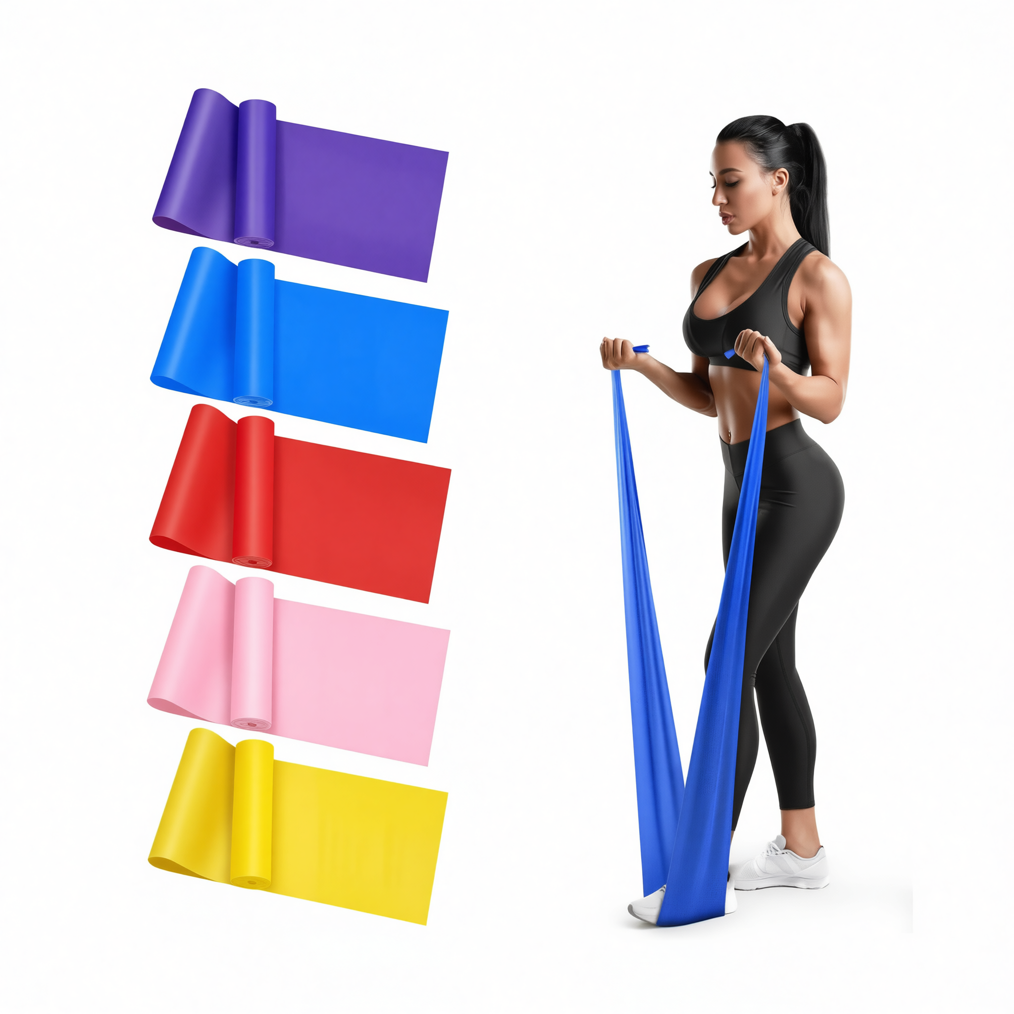 QZE Resistance Band Yoga TPE Pink 1500mm Sky blue [1500*150*0.35mm]