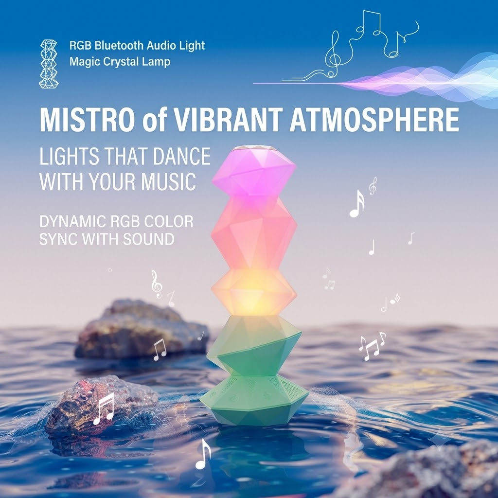 Magic Crystal Sound Lamp with RGB Music Rhythm, Bluetooth Speaker & Remote Control Wand – Ambient Night Light for Gaming Desk, Bedroom, and Home Décor (Green)