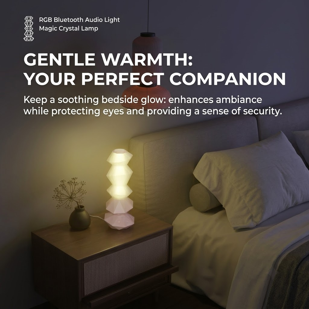 Magic Crystal Sound Lamp with RGB Music Rhythm, Bluetooth Speaker & Remote Control Wand – Ambient Night Light for Gaming Desk, Bedroom, and Home Décor (Green)