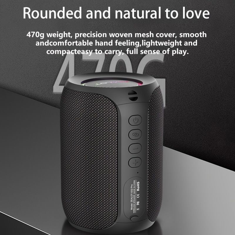 Portable Bluetooth Speaker Compact Speaker High-Quality Sound Long Battery Life - Blue - Size 90-93-128mm
