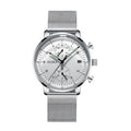 men's watch, ultra-thin watch, leather strap watch, luminous watch, waterproof watch, date calendar watch, curved glass watch, casual sports watch, OLIKA watch, men's fashion watch - Stainless steel with a white face - Size Man