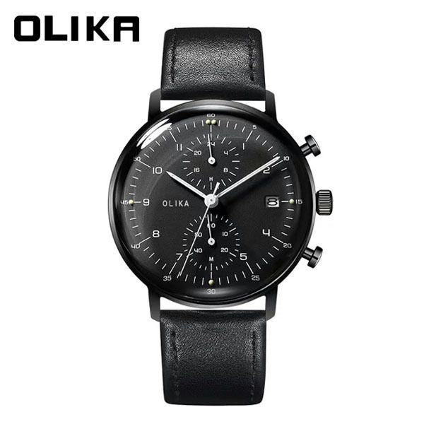 men's watch, ultra-thin watch, leather strap watch, luminous watch, waterproof watch, date calendar watch, curved glass watch, casual sports watch, OLIKA watch, men's fashion watch - Stainless steel with a white face - Size Man