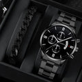 men's watch, Geneva calendar watch, stainless steel watch, business watch for men, Australian men's fashion, dress watch, formal watch, calendar wristwatch, Australian men's accessories - Black - Size 12