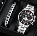 men's watch, Geneva calendar watch, stainless steel watch, business watch for men, Australian men's fashion, dress watch, formal watch, calendar wristwatch, Australian men's accessories - Black - Size 2