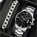 men's watch, Geneva calendar watch, stainless steel watch, business watch for men, Australian men's fashion, dress watch, formal watch, calendar wristwatch, Australian men's accessories - Black - Size 4
